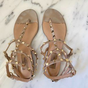 Valenltino Rockstud Caged Sandals Rose Gold  Size 38